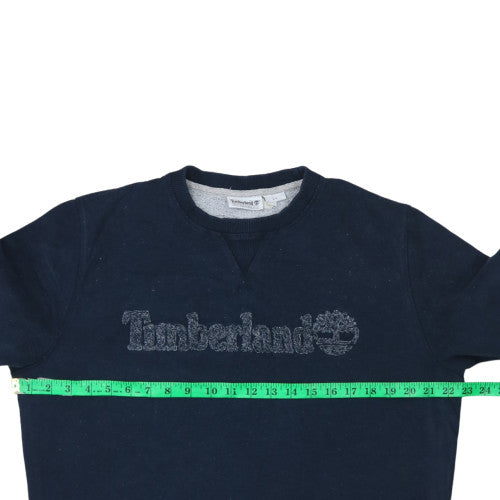 Timberland Men Navy Blue Crew Neck Logo Sweatshirt L Cotton Blend