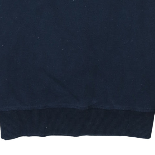 Timberland Men Navy Blue Crew Neck Logo Sweatshirt L Cotton Blend