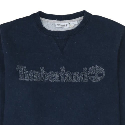 Timberland Men Navy Blue Crew Neck Logo Sweatshirt L Cotton Blend