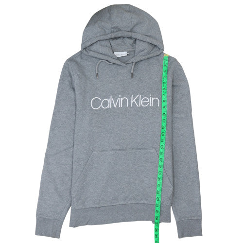 Calvin Klein Men's Grey Pullover Hoodie L Logo Cotton Blend