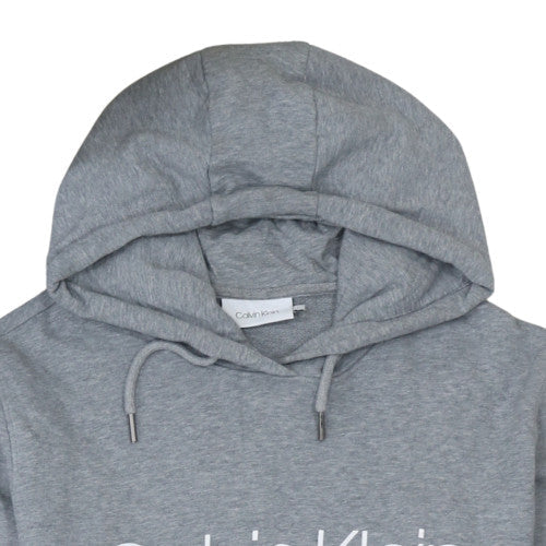Calvin Klein Men's Grey Pullover Hoodie L Logo Cotton Blend