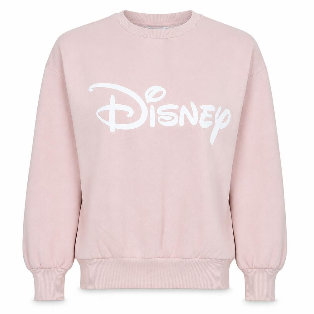 Front view of Disney Women Pink Sweatshirt Small Crew Neck Pullover by Lefties