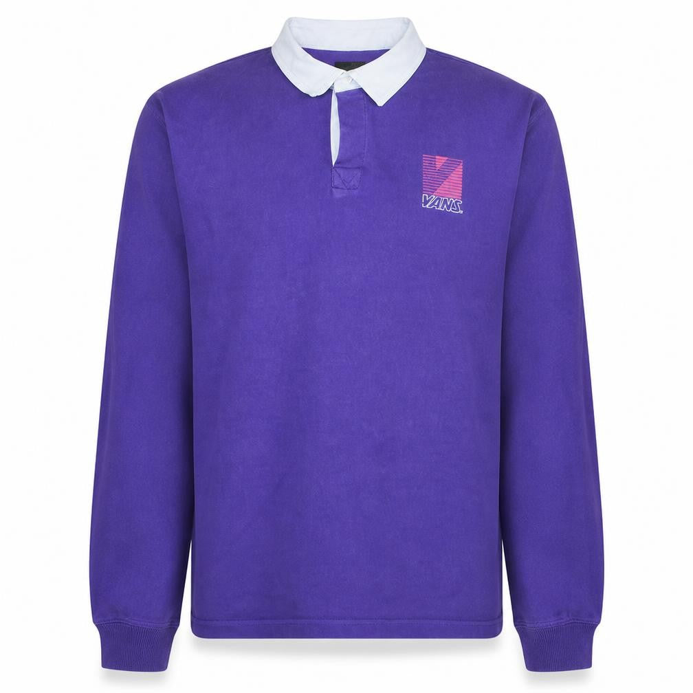 Front view of Vans Men's Purple Collared Henley Sweatshirt, size M
