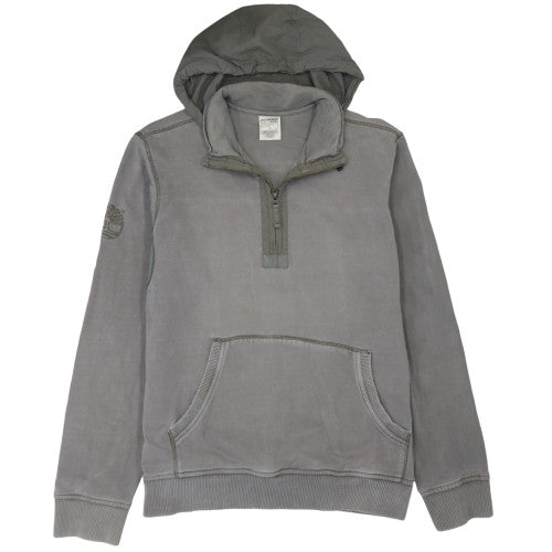 Timberland Men's Grey XL 1/4 Zip Hoodie Regular Fit Cotton
