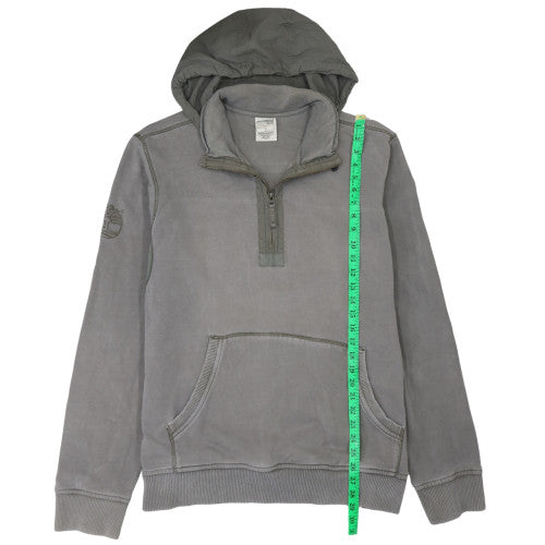 Timberland Men's Grey XL 1/4 Zip Hoodie Regular Fit Cotton