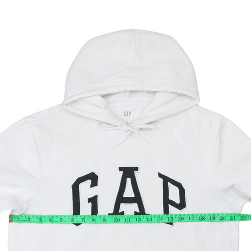GAP Mens White Pullover Hoodie M Logo Fleece Sweatshirt