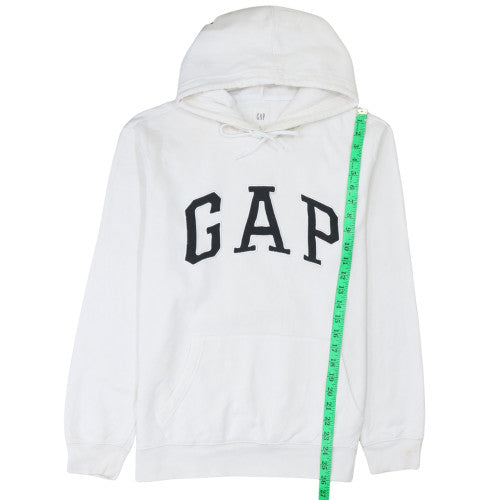 GAP Mens White Pullover Hoodie M Logo Fleece Sweatshirt