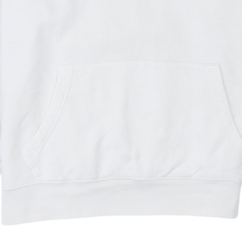 GAP Mens White Pullover Hoodie M Logo Fleece Sweatshirt