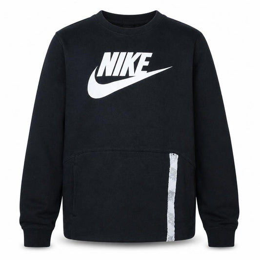 Front view of Nike Men's Black Small Pullover Sweatshirt with Logo Zip Pocket