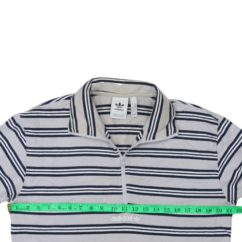 Adidas Mens Grey Striped 1/2 Zip Sweatshirt Size S Long Sleeve