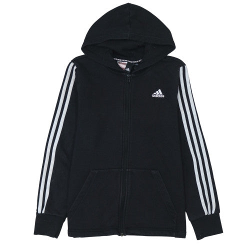 Adidas Boys Black Full Zip Hoodie Size 160cm Classic Sportswear