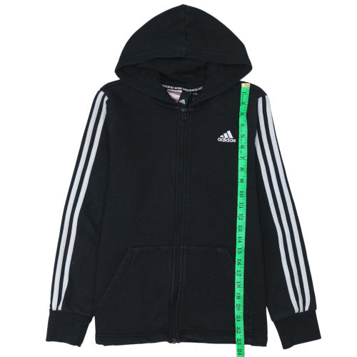 Adidas Boys Black Full Zip Hoodie Size 160cm Classic Sportswear