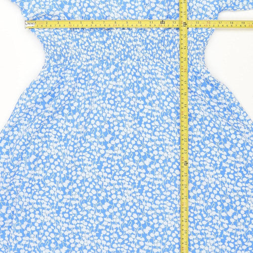 Emily & Me London Blue Floral V-Neck Ruched Wrap Women’s Dress L