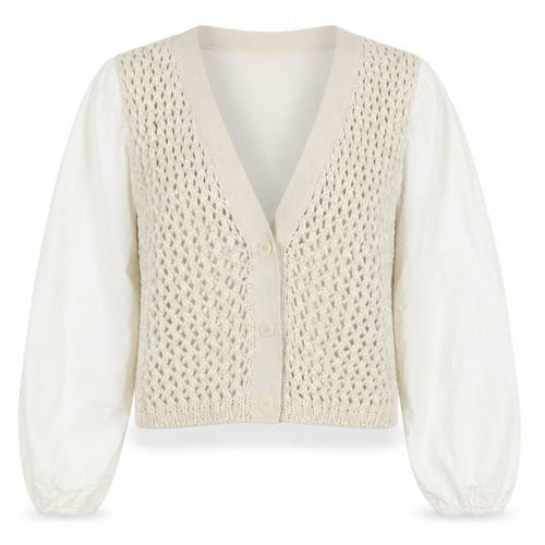 ZARA Women’s Ivory Open-Knit V-Neck Cardigan Size S