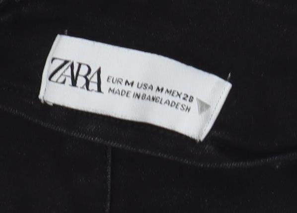 ZARA Womens Black Denim Zip Camisole Top Size 10 Slim Fit