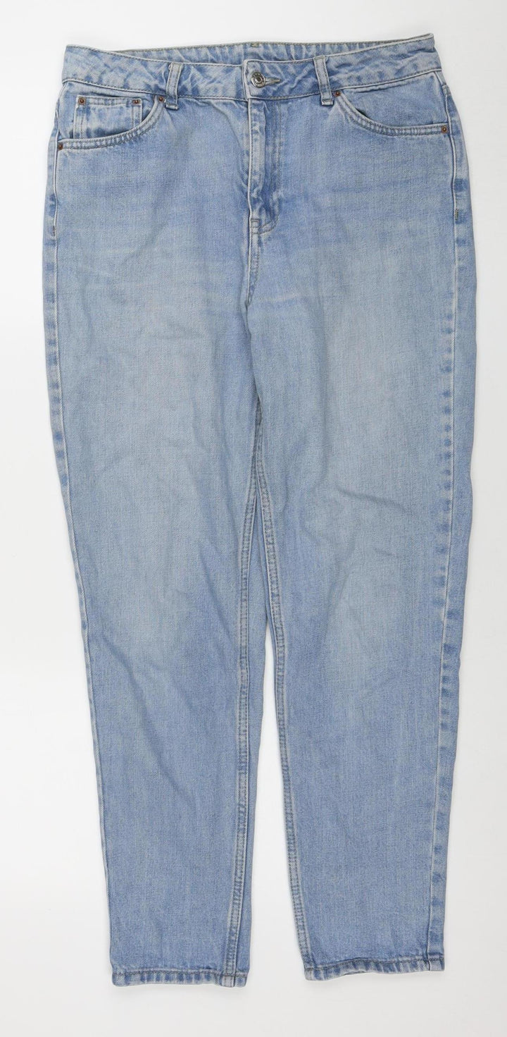 Topshop Women Blue Straight Leg Denim Jeans W30 L32 100% Cotton