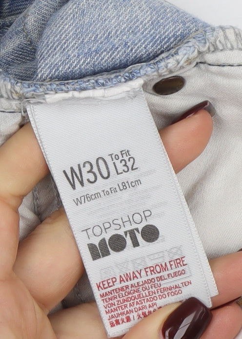 Topshop Women Blue Straight Leg Denim Jeans W30 L32 100% Cotton
