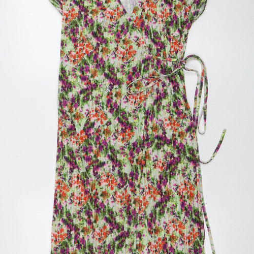 & Other Stories Women’s Multicoloured Floral Wrap Midi Dress Size 14