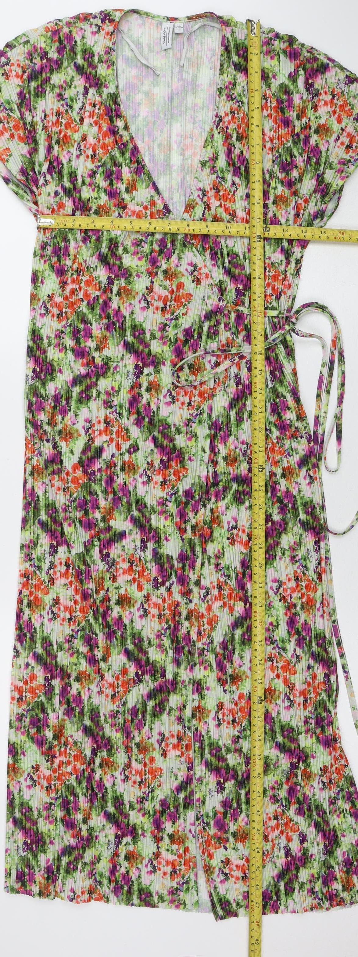 & Other Stories Women’s Multicoloured Floral Wrap Midi Dress Size 14