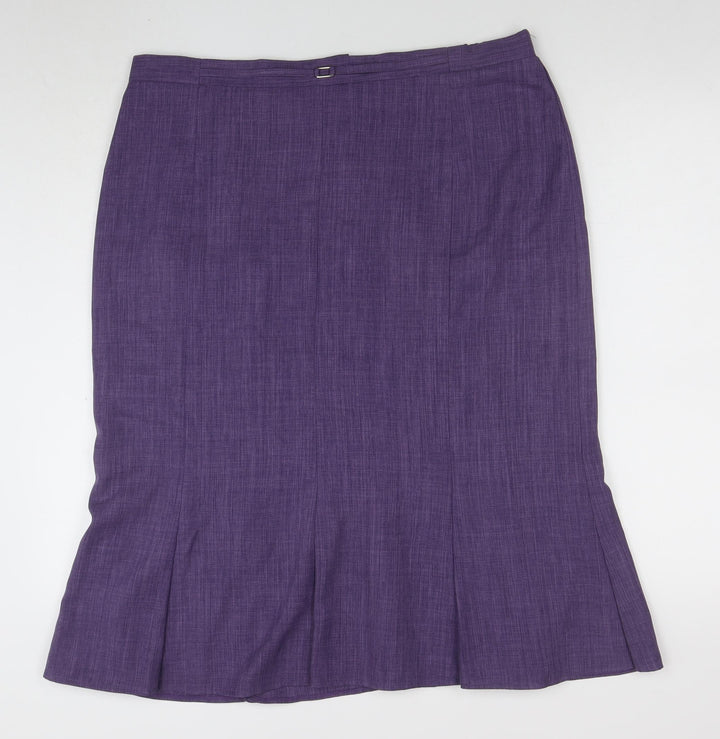 Damart Womens Purple Midi Straight Skirt Size 20 Lined Twill Business