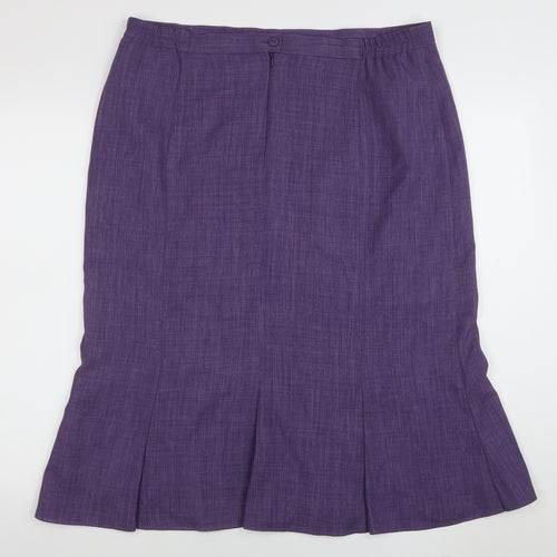 Damart Womens Purple Midi Straight Skirt Size 20 Lined Twill Business