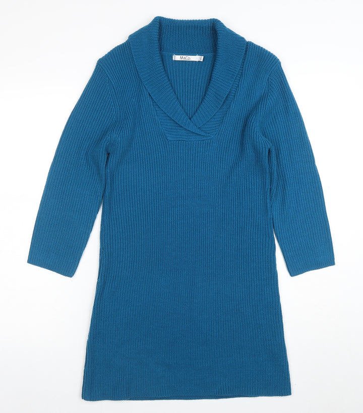 Marks & Spencer Women’s Blue 3/4 Sleeve Tunic Jumper Size L