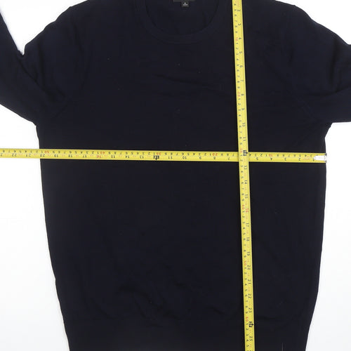 Uniqlo Men Blue Wool Crew Neck Pullover Jumper M Regular Fit