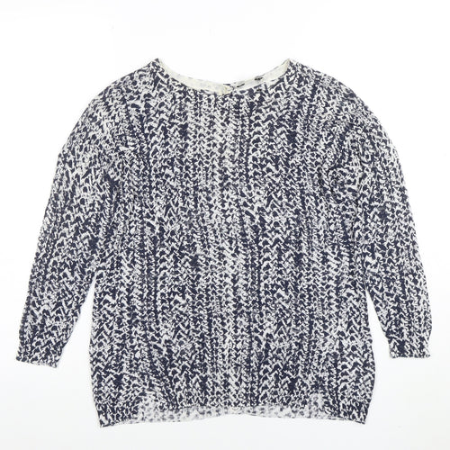 Whistles Womens Blue White XS Lightweight Cotton Knit Jumper