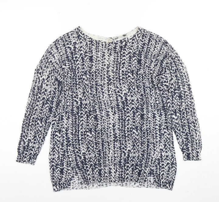 Whistles Womens Blue White XS Lightweight Cotton Knit Jumper