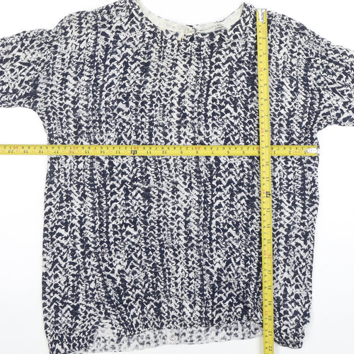 Whistles Womens Blue White XS Lightweight Cotton Knit Jumper