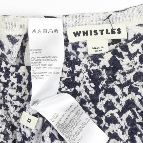 Whistles Womens Blue White XS Lightweight Cotton Knit Jumper