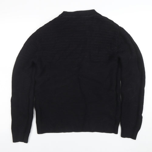 Selected Homme Men’s Black Cotton Knit Pullover Jumper Size M