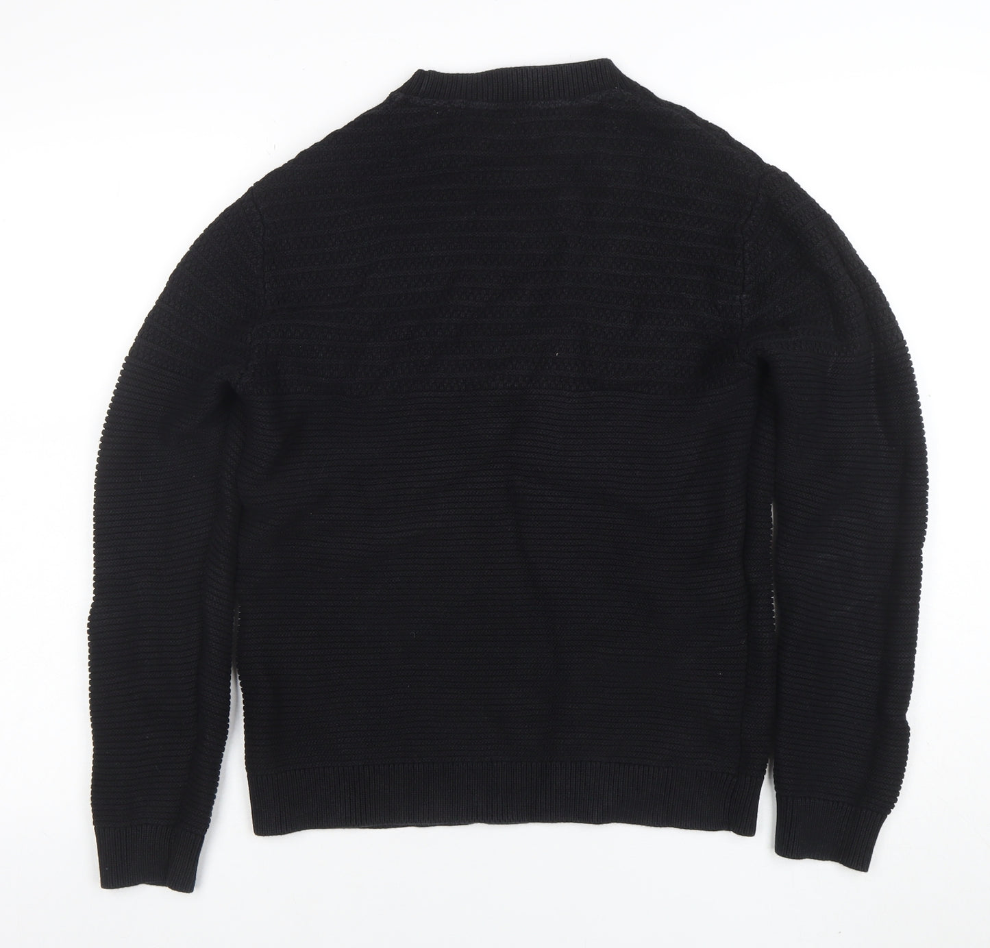 Selected Homme Men’s Black Cotton Knit Pullover Jumper Size M