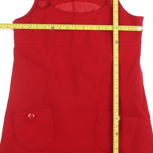 Red Herring Women Red Wool Blend Pinafore Dress Size 14