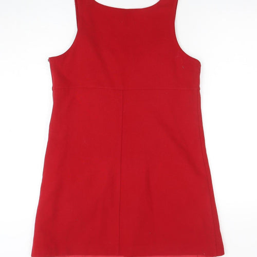 Red Herring Women Red Wool Blend Pinafore Dress Size 14
