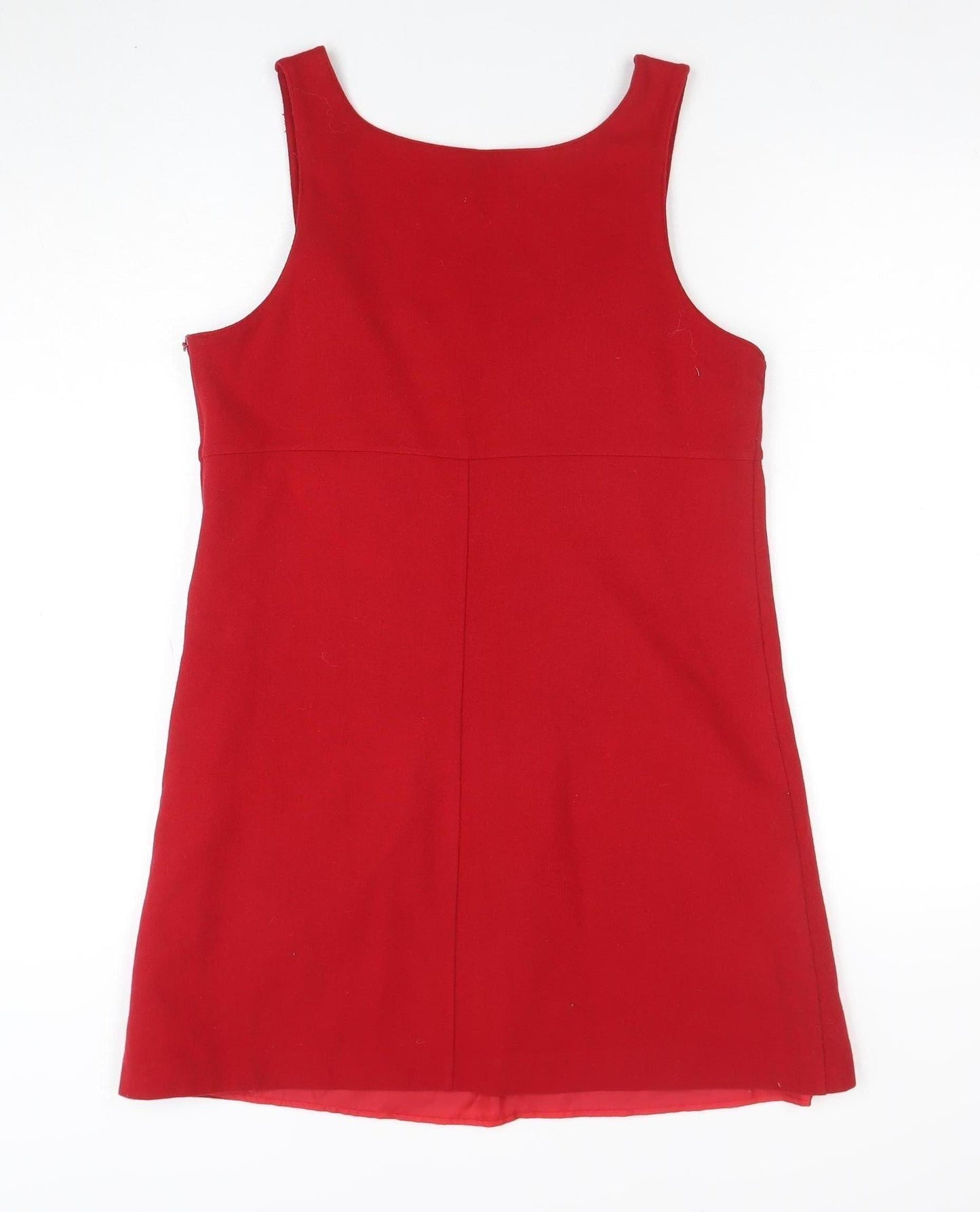 Red Herring Women Red Wool Blend Pinafore Dress Size 14