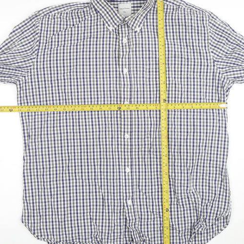 Samuel Windsor Men's Blue Check Long Sleeve Cotton Button-Up Shirt XL