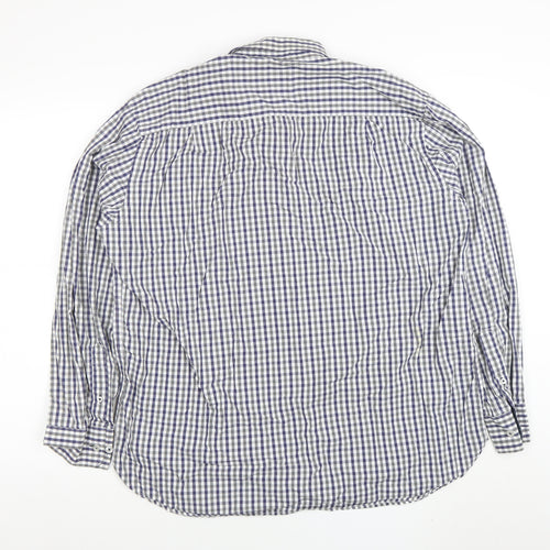 Samuel Windsor Men's Blue Check Long Sleeve Cotton Button-Up Shirt XL