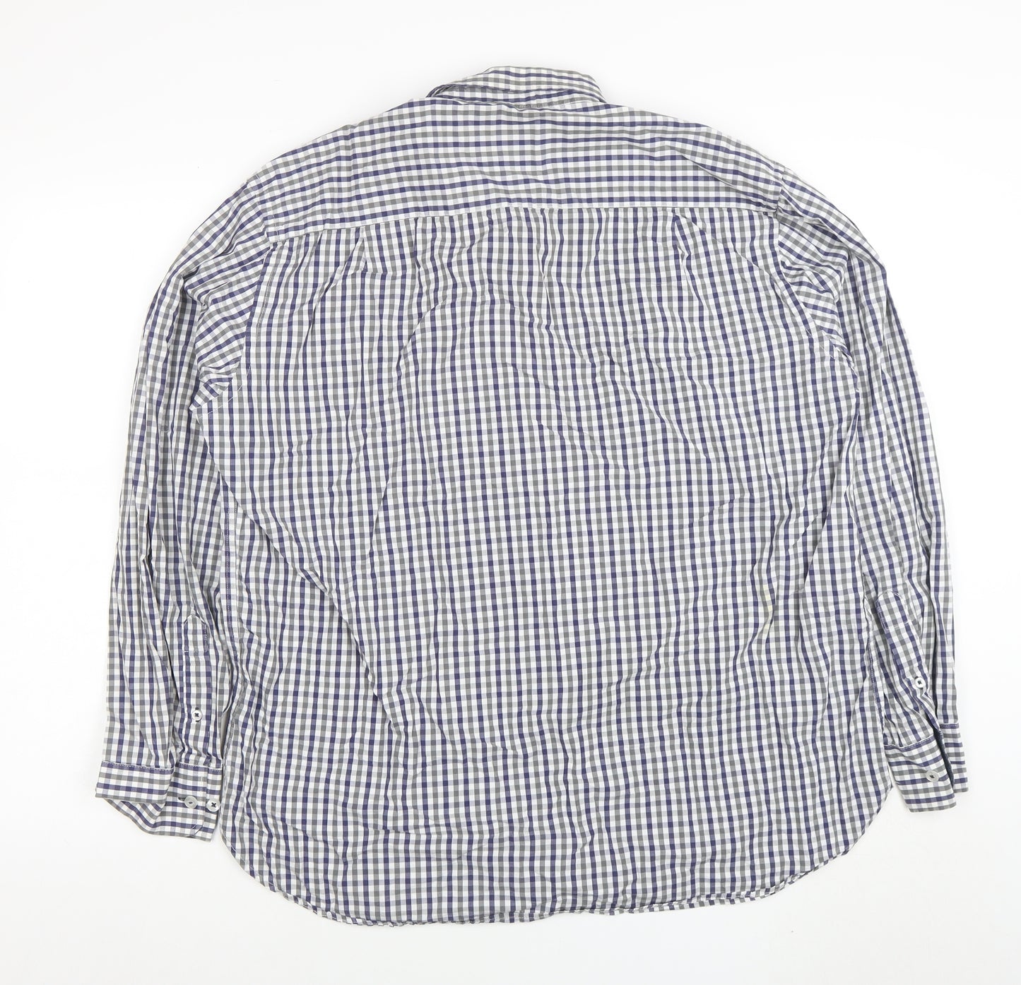 Samuel Windsor Men's Blue Check Long Sleeve Cotton Button-Up Shirt XL