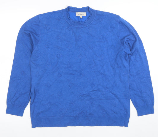 Bassini Women Blue Long Sleeve Crew Neck Pullover Jumper Size L