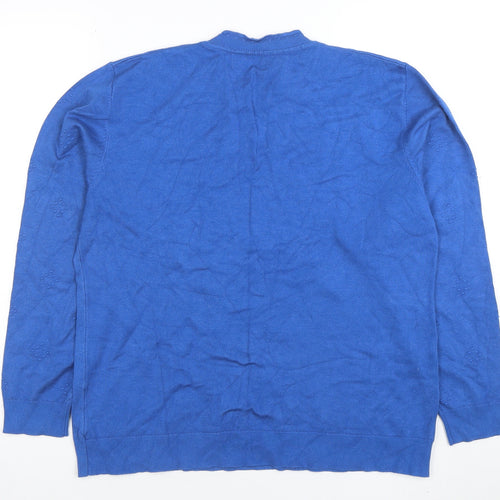 Bassini Women Blue Long Sleeve Crew Neck Pullover Jumper Size L