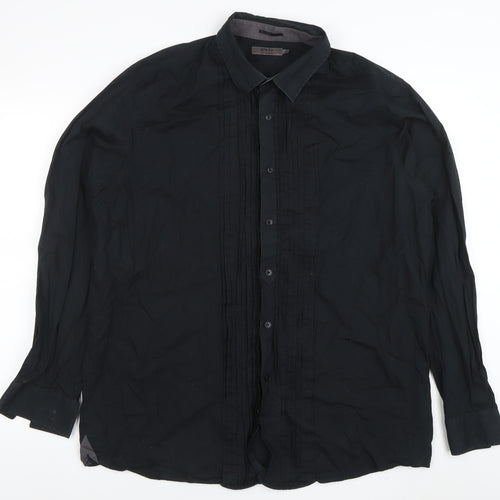Jeff Banks Men's Black Cotton Long Sleeve Button-Up Shirt 2XL
