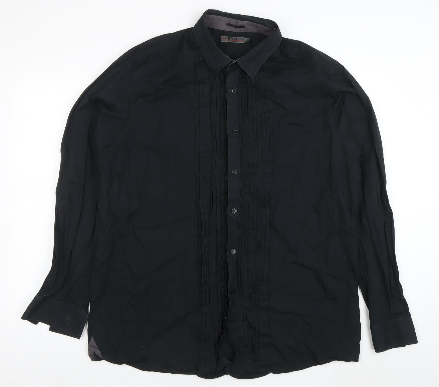 Jeff Banks Men's Black Cotton Long Sleeve Button-Up Shirt 2XL
