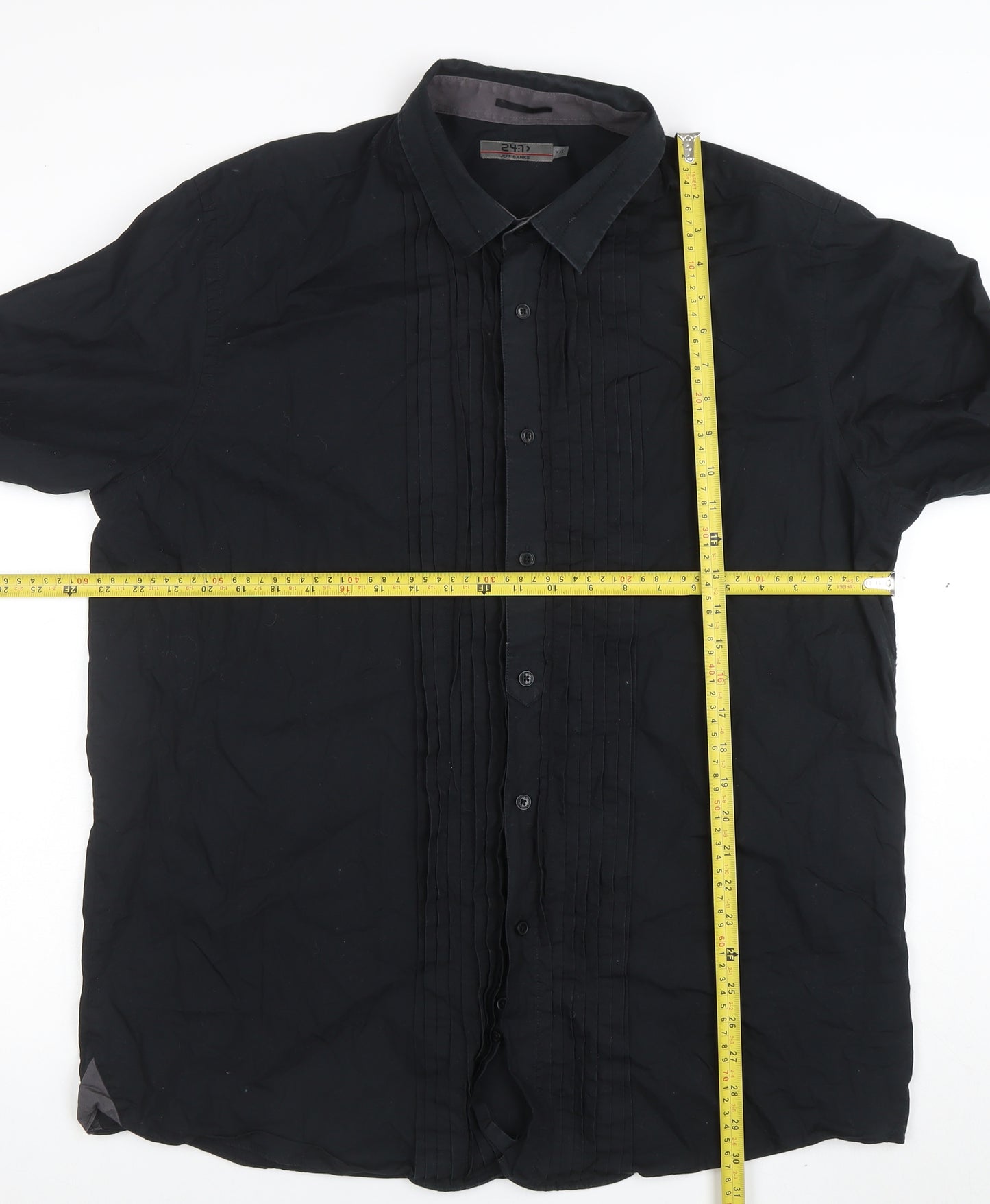 Jeff Banks Men's Black Cotton Long Sleeve Button-Up Shirt 2XL