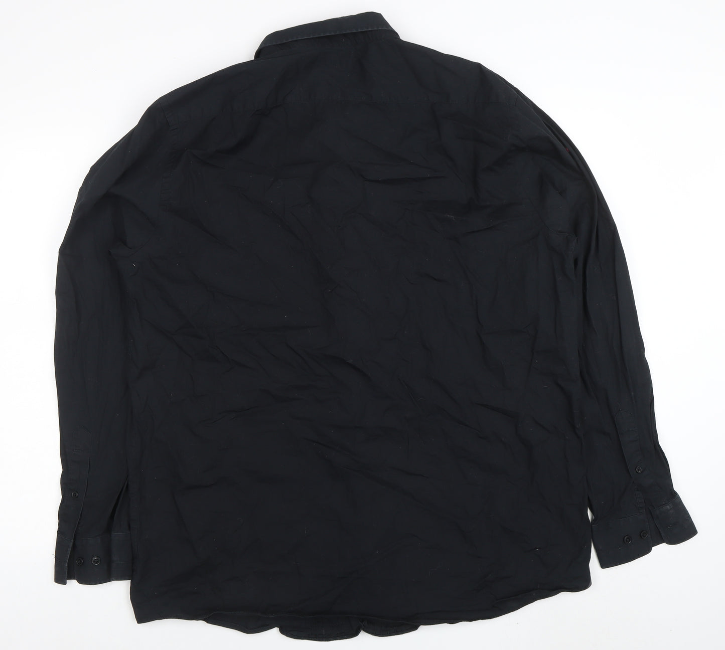 Jeff Banks Men's Black Cotton Long Sleeve Button-Up Shirt 2XL