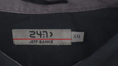 Jeff Banks Men's Black Cotton Long Sleeve Button-Up Shirt 2XL