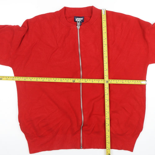 Lands' End Women's Red Full Zip Knit Jumper Size L