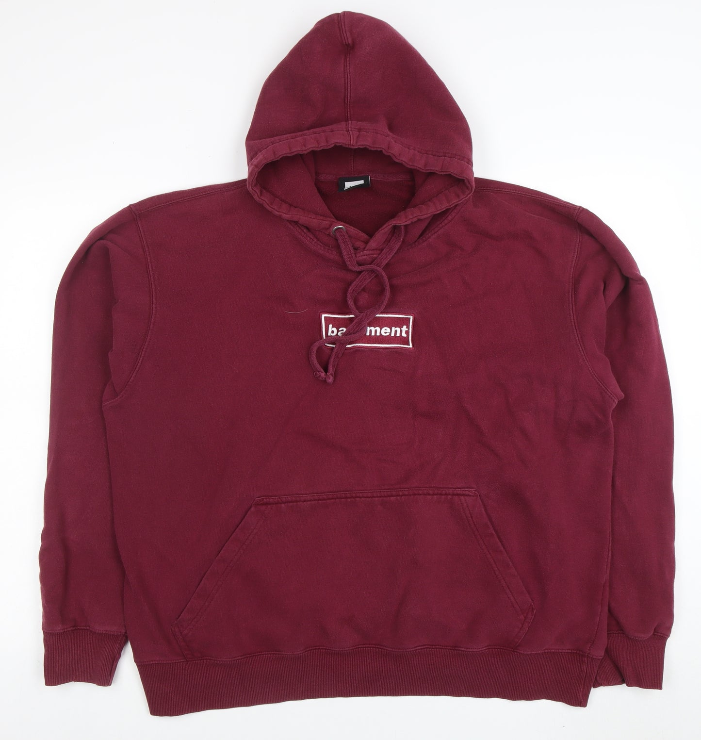 The Basement Men Red Pullover Hoodie 2XL Embroidered Streetwear