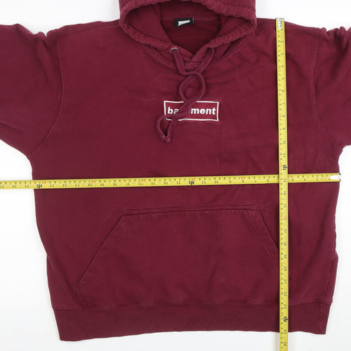 The Basement Men Red Pullover Hoodie 2XL Embroidered Streetwear