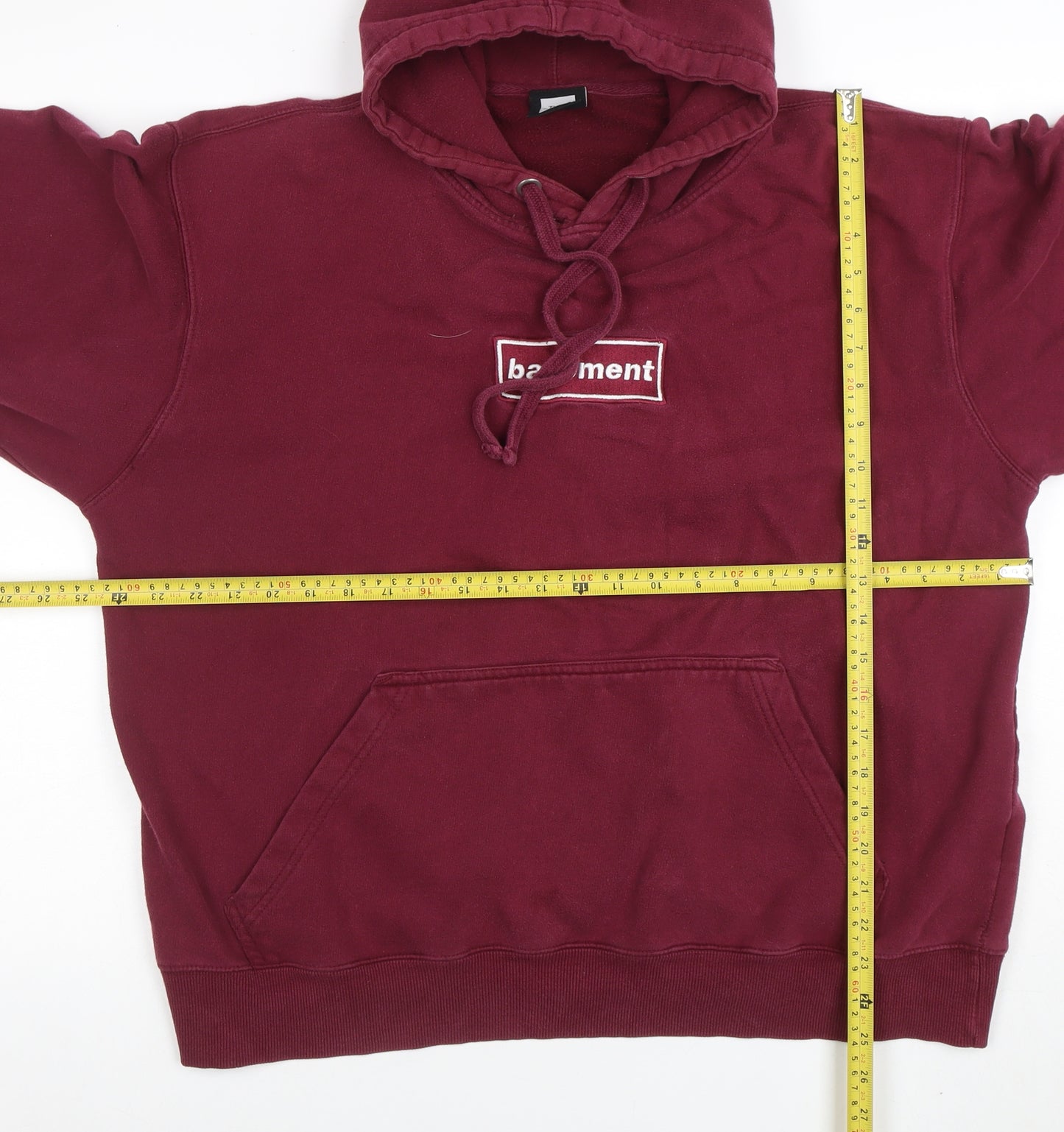 The Basement Men Red Pullover Hoodie 2XL Embroidered Streetwear